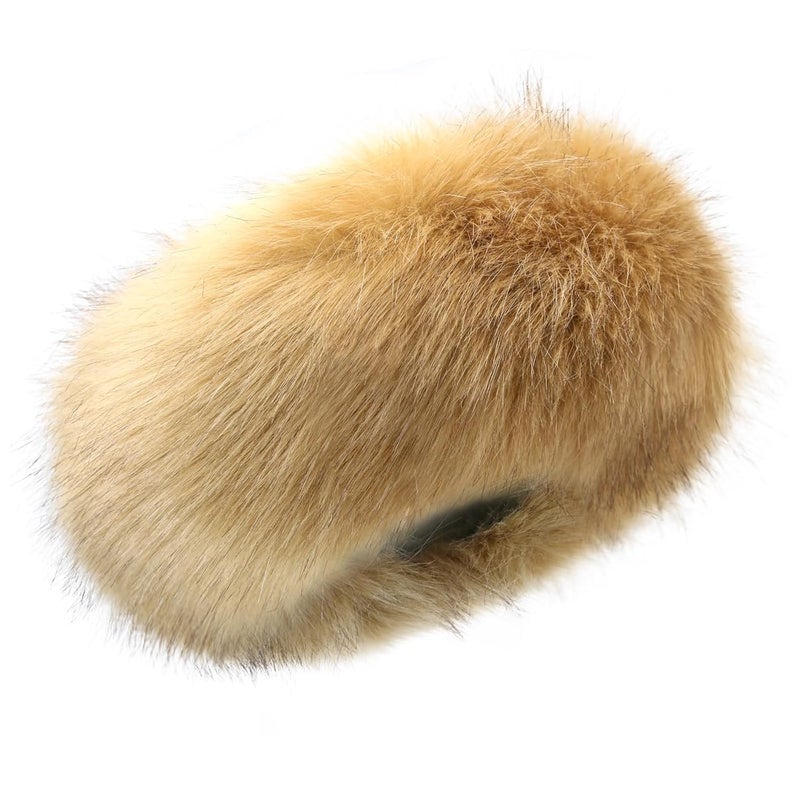 RANOME Faux Fur Headband for Women Elastic Fuzzy Thick Earmuffs Winter Headwrap Ear Muffs Furry Ear Warmers Cold Weather (Brown 1) - Image 1
